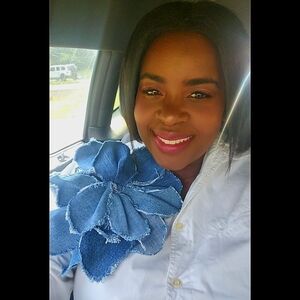 Large Denim Flower Brooch